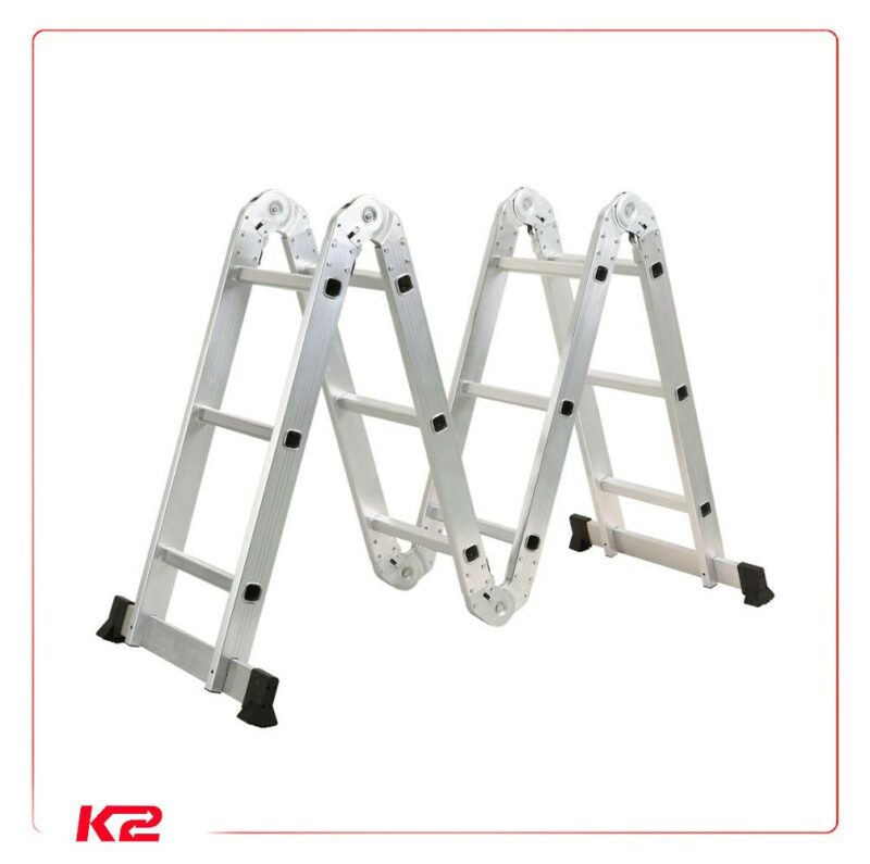 Échelle extensible et polyvalente en aluminium avec petite charnière