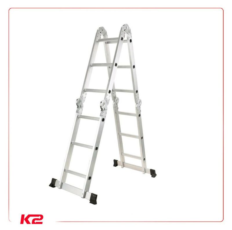 Échelle extensible et polyvalente en aluminium avec petite charnière