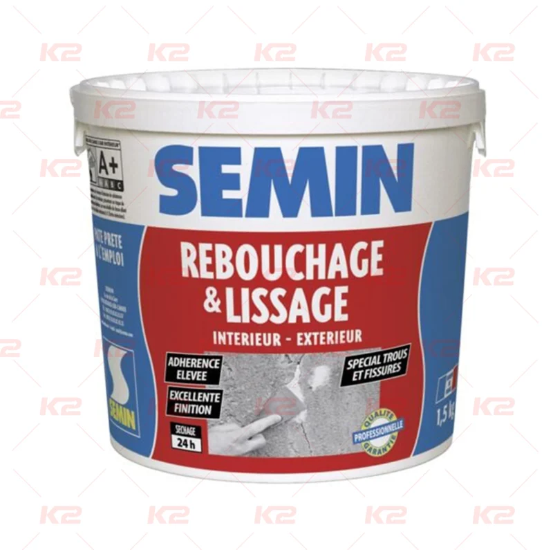 Enduit de rebouchage et lissage ext-int 1.5 kg SEMIN